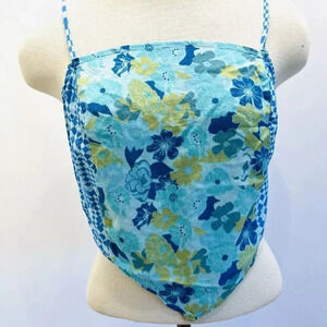 NWT SO GOODS FOR LIFE Juniors Sleeveless Straps Pullover Cropped Blue Top Size M